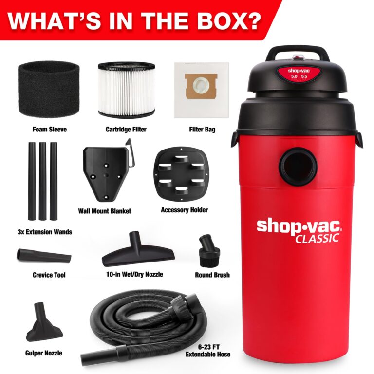 Shop-Vac 5 Gallon 5.5 Peak HP Wet/Dry Vacuum, Wall Mountable Compact Shop Vacuum with 6-23' Extra Long Hose & Attachments, Ideal for Jobsite, Garage, Car & Workshop. 9522236 - Image 2