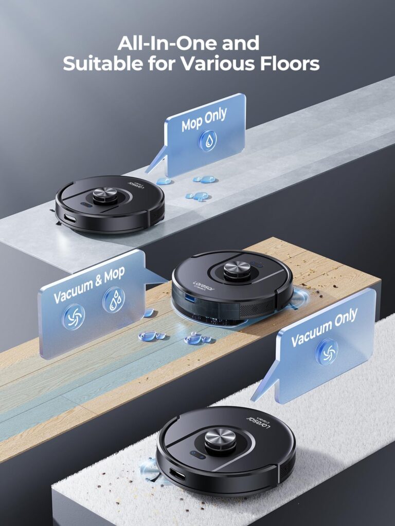 Laresar Clean Robot Vacuum and Mop Combo, 5000Pa Robot Vacuum Cleaner with LIDAR Navigation, 3 in 1 Robot Vacuum Mop with Auto Carpet Boost, Self Charging, App/Voice Control, Ideal for Pet Hair,5 Maps - Image 4