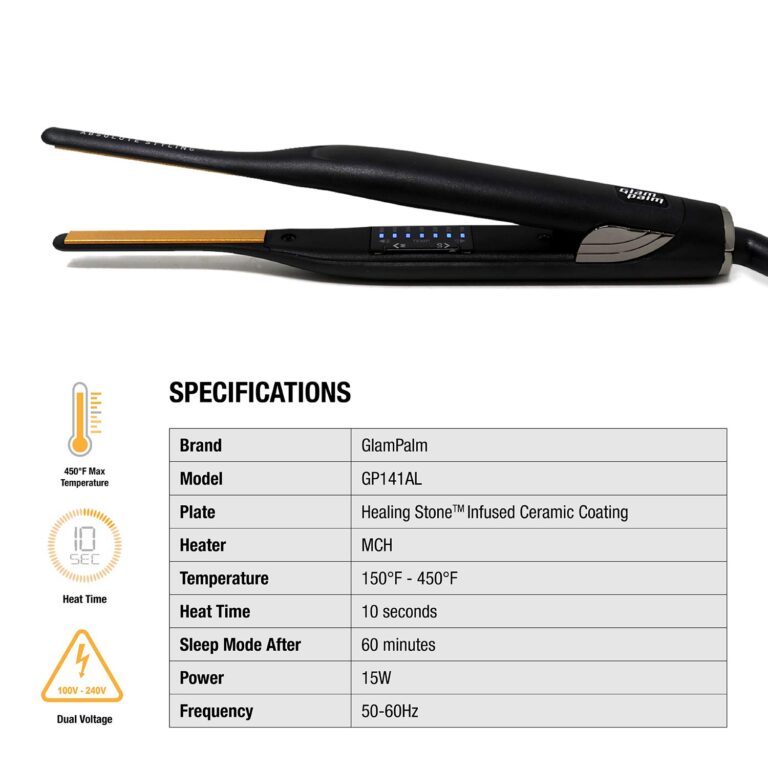 Glampalm Ceramic Flat Iron Hair Straightener, Korea No.1 Salon Haircare Tool, 7 Heat Settings 150° - 450°, 0.3" Small Styling Iron 10 Sec Heat Up, 3D Swivel Cord & Universal Voltage (GP141) - Image 9