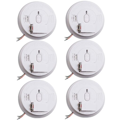 Kidde Smoke Detector, Hardwired Smoke Alarm with Battery Backup, Front-Load Battery Door, Test-Silence Button, 6 Pack