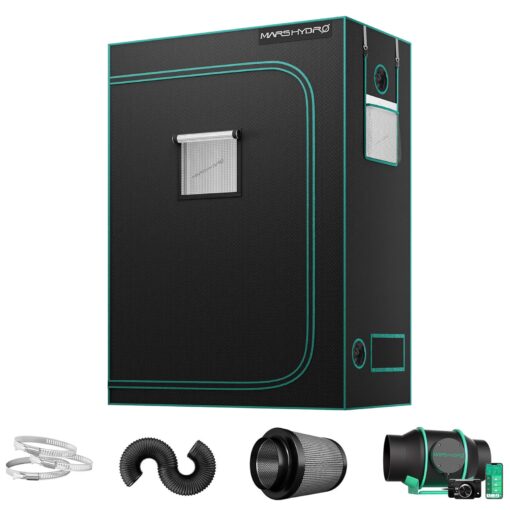 MARS HYDRO 4x2x6 Grow Tent (48"x24"x71") & iFresh 6 Inch Smart Inline Fan Combo Kit, Indoor Plant Growing Set, Maximizes Plant Yield in Hydroponics or Indoor Gardening