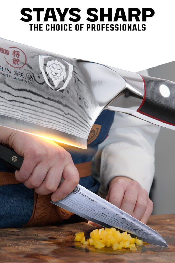 Dalstrong Chef Knife - 7 inch Blade - Shogun Series ELITE - Damascus - Japanese AUS-10V Super Steel - G10 Black Handle - Razor Sharp Kitchen Knife - Full Tang Cooking Chef's Knife - Sheath - Image 6