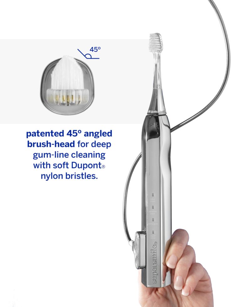 Supersmile Zina45 Deluxe Sonic Pulse Electric Toothbrush, Rechargeable Whitening Tooth Brush, Silver - Image 5