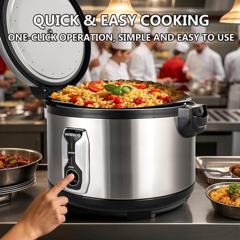 MOIFELTO 13.8QT Large Commercial rice cooker 65 cups cooked Stainless Steel rice Commercial Electiric Rice Warmer for 14-25 people, with One-Touch Operation | Auto Keep Warm | Non-Stick Inner Pot - Image 5