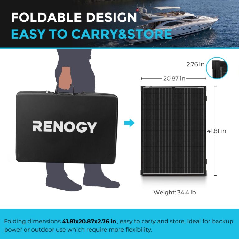 Renogy 200 Watt 12 Volt Portable Solar Panel with Waterproof 20A Charger Controller, Foldable 100W Solar Panel Suitcase with Adjustable Kickstand, Solar Charger for Power Station RV Camping Off Grid - Image 5
