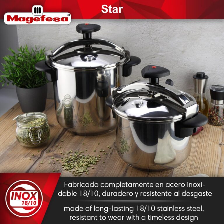 MAGEFESA Star Pressure Cooker, 12.7-Quart, 18/10 Stainless Steel, Works on All Stovetops (Induction Compatible), Safety Lock & 8 PSI Cooking - Image 7