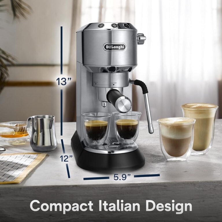 De'Longhi Dedica Arte Espresso Machine with Manual Milk Frother for Espresso, Capuccino, Latte, 35 Ounce Water Tank, Silver, EC885M - Image 3