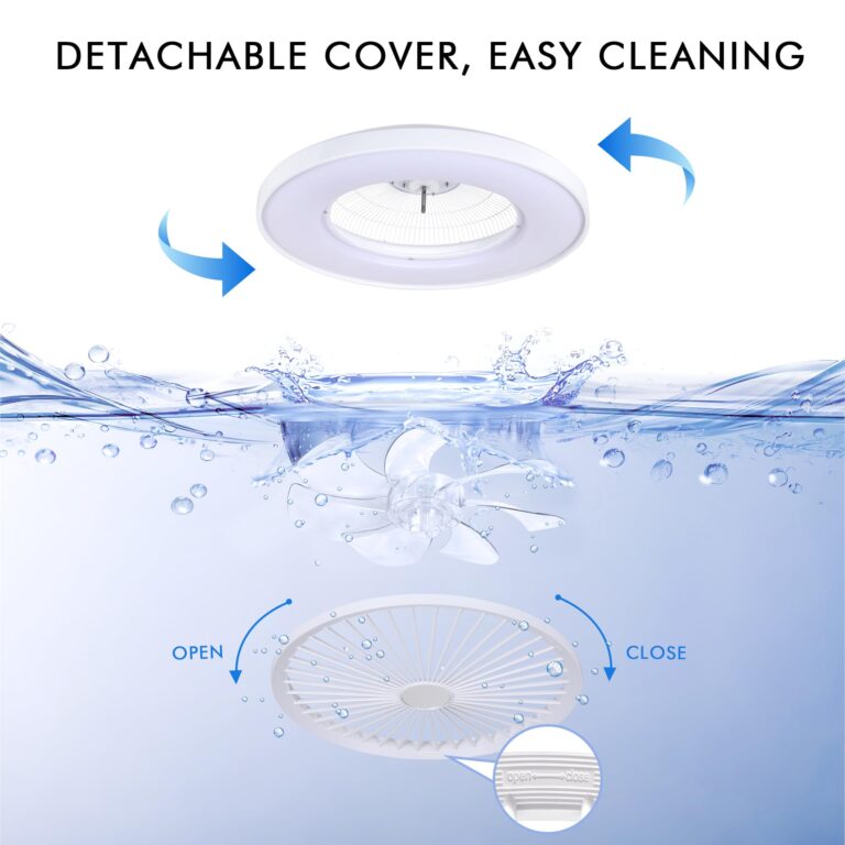 KAMLAM 24" Low Profile Ceiling Fans with Lights, Bladeless Ceiling Fan with RGB Light, Alexa/Google Assistant Remote/APP Control, Enclosed Flush Mount Ceiling Fan Dimmable Color Changing LED Ambient - Image 5