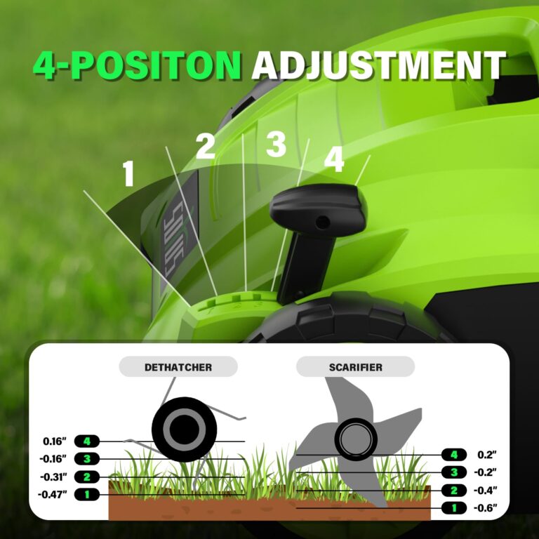 SOYUS Electric Dethatcher and Scarifier with 30L Collection Bag, 13-Inch 12 Amp 2-in-1 Corded Lawn Dethatcher with 4-Postion Depth Adjustment, Quick-Fold, Increases Lawn Health - Image 5
