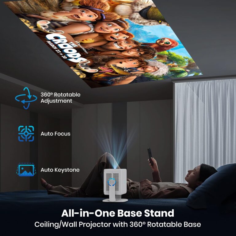 Projector [NetfIix Official/Auto Focus/360° Rotatable Stand] 4K Projector with Wifi and Bluetooth 1080P Native, One-Click Use Built-in NetfIix/YouTube/PrimeVideo/D+, Smart Home Outdoor Projector Gery - Image 7
