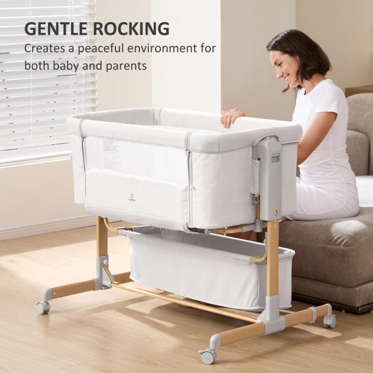 3 in 1 Baby Bassinet, Rocking Bassinet, Bedside Bassinet, 6-Height Adjustable, Bassinet Bedside Sleeper, Bedside Bassient for Baby with Comfy Mattress, Breathable Mesh, Large Storage Basket - Image 2