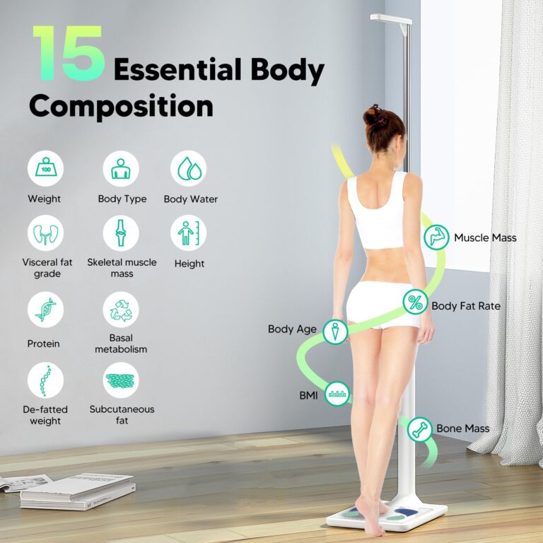 arboleaf Digital Physician Scale, FSA HSA Eligible, Ultrasonic Height and Weight Scale, Smart Body Composition Analyzer for Gym and Home, 11-485lb, 6ft.4.8in, Body Fat Measurement, Weight, Height, BMI - Image 5