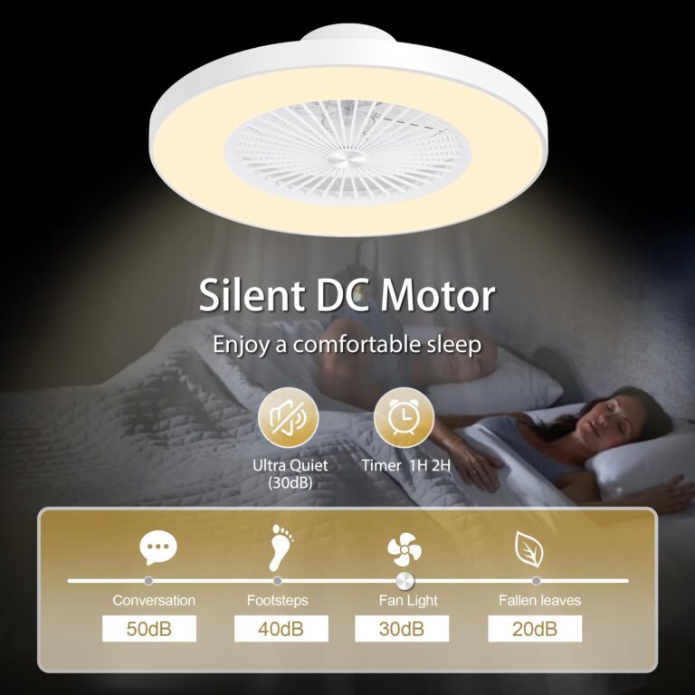 KAMLAM 24" Low Profile Ceiling Fan with Light, Bladeless ceiling fan withs Remote/APP Control, Flush Mount Ceilings Fans, Modern Enclosed Led Ceilings 3 Colors Dimmable 6 Speeds Reversisble Timing - Image 2