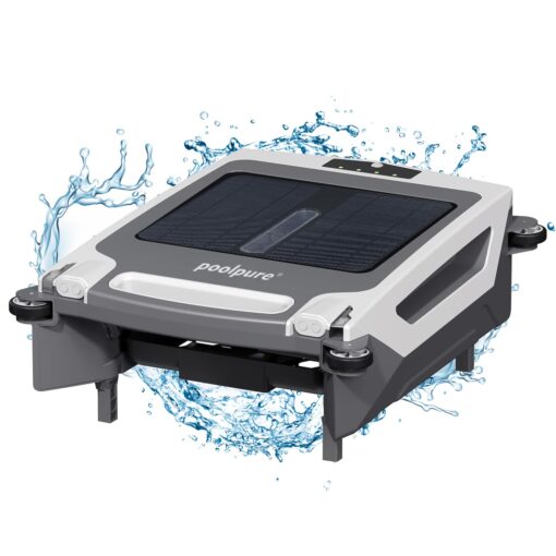 POOLPURE Pool Skimmer Robot with Solar Panel Automatically Design, Pool Surface Skimmer Robotic, Twin Motors Automatic Pool Skimmer (Skimmer with Solar Panel)