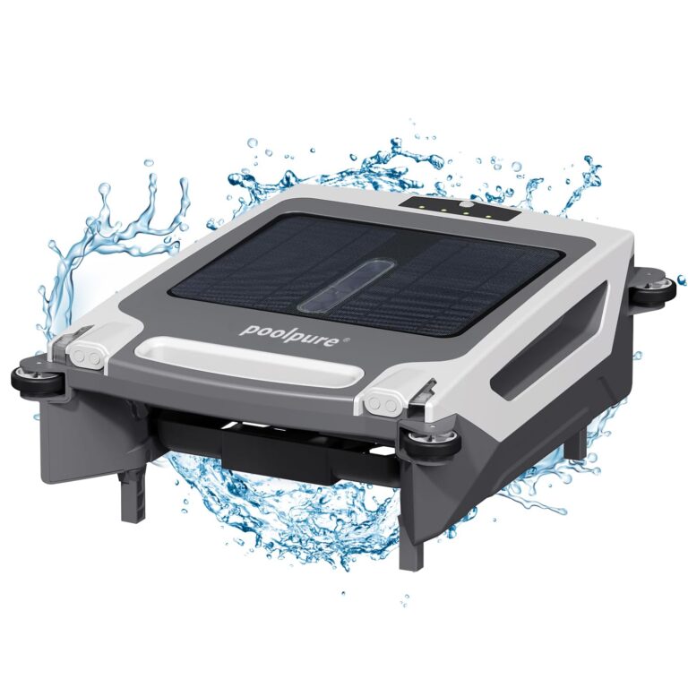 POOLPURE Pool Skimmer Robot with Solar Panel Automatically Design, Pool Surface Skimmer Robotic, Twin Motors Automatic Pool Skimmer (Skimmer with Solar Panel)