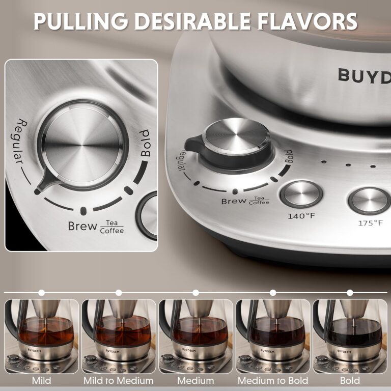 BUYDEEM K176 Tea Maker, Multifunctional Stainless Steel Electric Kettle for Tea and Coffee Brewing, Auto Keep Warm, 5 Flavor Controls, 1.5L - Image 7