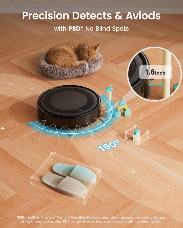 Lefant M310 Robot Vacuum Cleaner, 4500Pa Powerful Suction, PreciSense Obstacle Avoidance, Mini, Quite, 160 Mins Self-Charging Robotic Vacuums, App/Voice/Remote, Ideal for Pet Hair Hard Floors, Black - Image 9