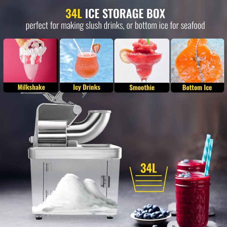 VEVOR 110V Commercial Ice Crusher 661LBS/H, ETL Approved 300W Electric Snow Cone Machine with Dual Blades, Stainless Steel Shaved Ice Machine with Safety On/Off Switch for Family, Restaurants, Bars - Image 5