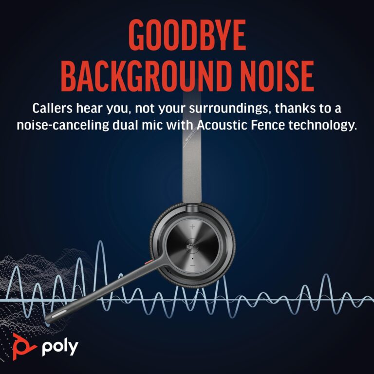Poly Voyager 4320 UC Wireless Headset & Charge Stand (Plantronics) - Stereo Headphones w/Noise-Canceling Boom Mic - Connect PC/Mac/Mobile via Bluetooth-Works w/Teams (Certified), Zoom-Amazon Exclusive - Image 5