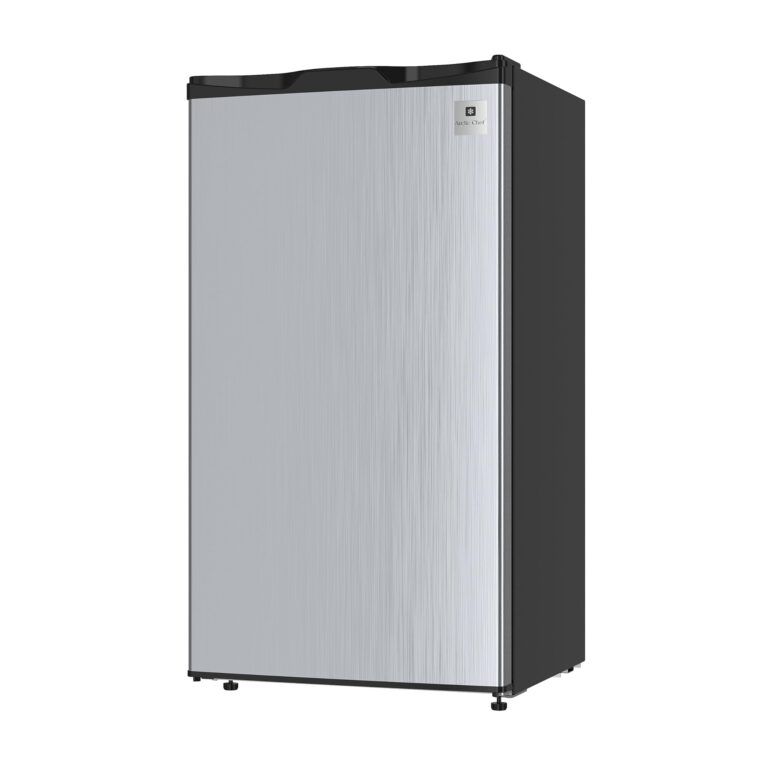 ARCTIC CHEF ACFR322 RCA Mini Refrigerator, Compact Freezer Compartment, Adjustable Thermostat Control, Reversible Door, Ideal Fridge for Dorm, Office, Apartment, Platinum Stainless, 3.2 Cubic Feet - Image 4