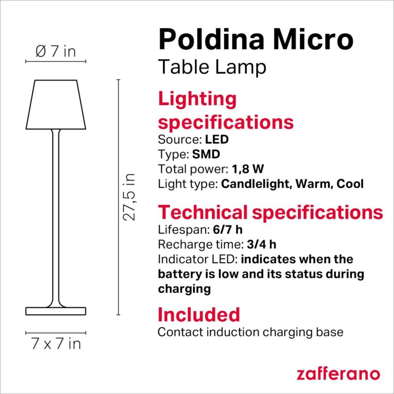 Zafferano, Poldina Micro Lamp with Glossy Gold Finish, Rechargeable Cordless Table Lamp with Touch Controls, Usable as an Indoor Lamp, Dimmer, 2200-3000 K, Height 10.8 Inches - Image 6
