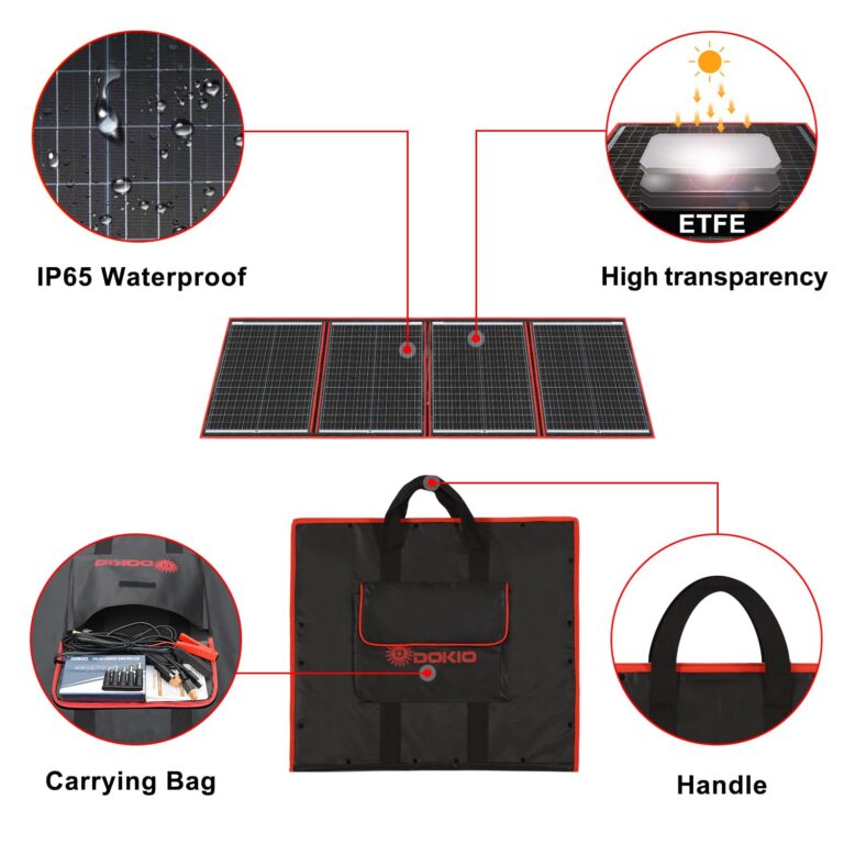 DOKIO 160W 18V Portable Solar Panel Kit (ONLY 9lb) Folding Solar Charger with 2 USB Outputs for 12v Batteries/Power Station AGM LiFePo4 RV Camping Trailer Car Marine…… - Image 3