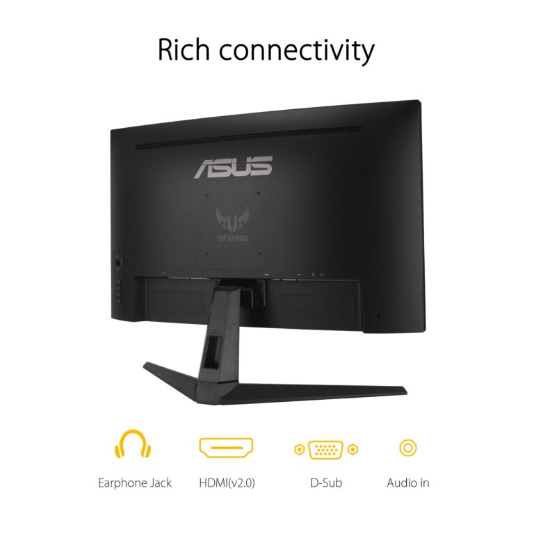 ASUS TUF Gaming VG27VH1B 27” Curved Monitor, 1080P Full HD, 165Hz (Supports 144Hz), Extreme Low Motion Blur, Adaptive-sync, FreeSync Premium, 1ms, Eye Care, HDMI D-Sub, BLACK - Image 4