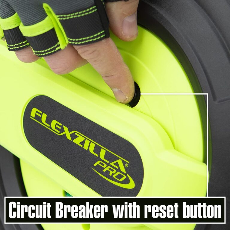 Flexzilla Retractable Extension Cord Reel, 12/3 AWG SJTOW Cord, 60', Grounded Triple Tap Outlet, ZillaGreen, FZ8120603 - Image 2
