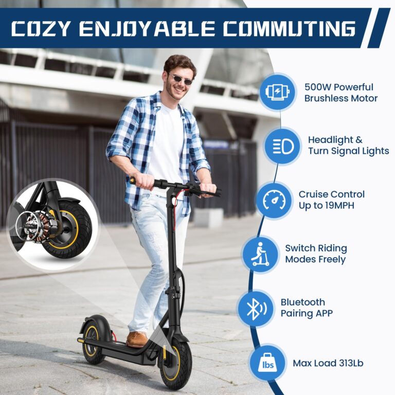 DXH Electric Scooter Adults,10" Tires, E Scooter with 500W Motor,Upto 19MPH & 20Miles, Scooter Electric for Adults with Dual Braking Safe System, Folding Electric Scooter with APP - Image 9