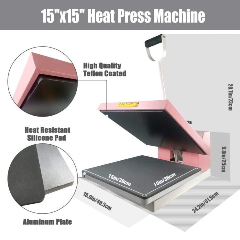 BetterSub Print T-Shirt Machine DIY Digital Industrial Quality Heat Press Machine Clamshell Transfer Sublimation Print Press Machine 15‘’x 15'' Pink - Image 4