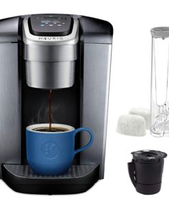 Keurig C K-Elite Maker, Single Serve K-Cup Pod Brewer, With Iced Coffee Capability, Brushed Silver Plus Extra Filter Included, 75oz
