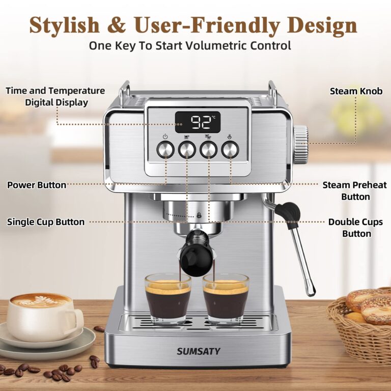 SUMSATY Espresso Machine 20 Bar With Milk Frother, Professional Coffee Maker, Stainless Steel for Home, Barista, Americano, Latte - Image 6