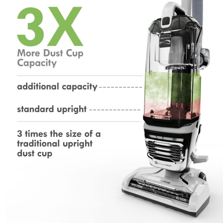 Kenmore DU4399 Featherlite Lift-Up Bagless Upright Vacuum 2-Motor Power Suction Lightweight Carpet Cleaner with Hair Eliminator Brushroll, HEPA Filter and 2 Cleaning Tools, White - Image 6