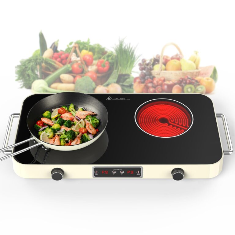 GIHETKUT Electric Cooktop, 2200W 110V Electric burner, Electric Stove Top with 2 Handle, 2 Burner Electric Cooktop with 9 Power Settings,Knob Control Child Safety Lock & Timer. - Image 2