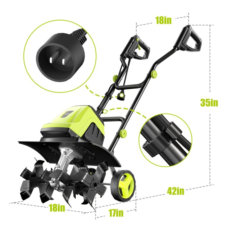 Electric Tiller, YERYORK 15-Amp 18-Inch Width 9-Inch Depth Corded Tiller Cultivator 24 Durable Steel Tines Gardening Tiller with Adjustable Wheels Foldable Handle for Easy Soil Cultivation - Image 2