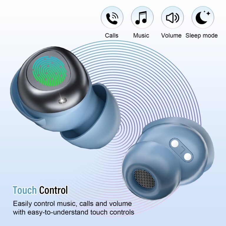 DUSONLAP Sleep Earbuds Bluetooth 5.4 in Ear Light-Weight Headphones, Mini Sleep Headphones Small Design for Side Sleepers, 47H Playtime with Charging Case, Clear Calls Earphones, Gray Blue - Image 6