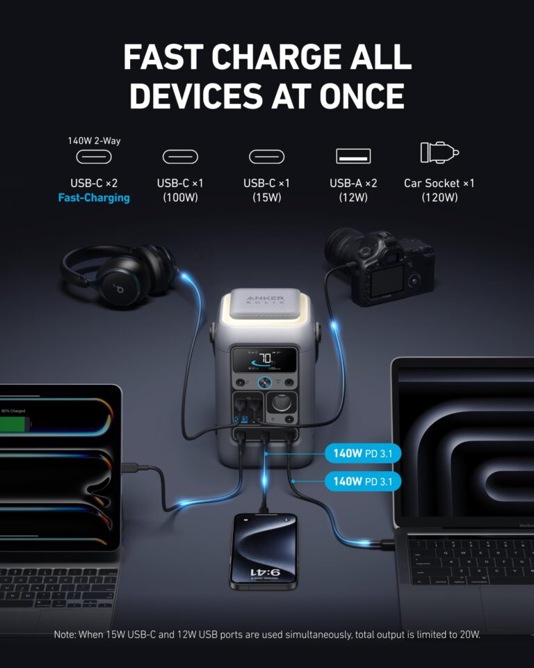Anker SOLIX C300 DC Power Bank Station, Outdoor 288Wh (90,000mAh), Portable Power Station, LiFePO4 Battery, 300W Solar Generator, for Camping, Traveling, and Emergencies (No Wall Charger Included) - Image 7