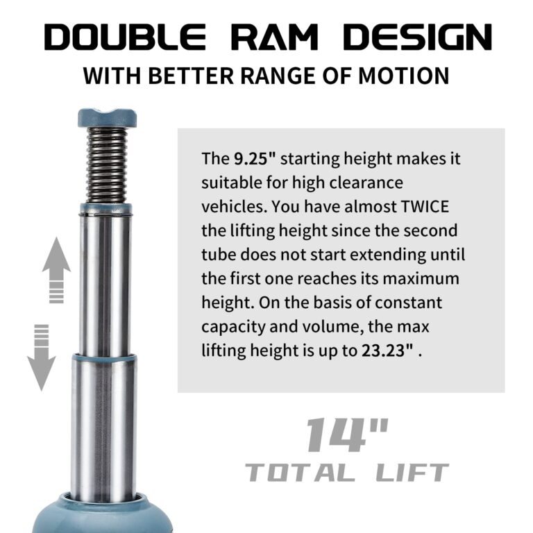 BAOSHISHAN 12 Ton High Lift Bottle Jack 9.25" to 23.23" Lifting Range Heavy Duty Double Ram Hydraulic Truck Jack Welded Jack - Image 4