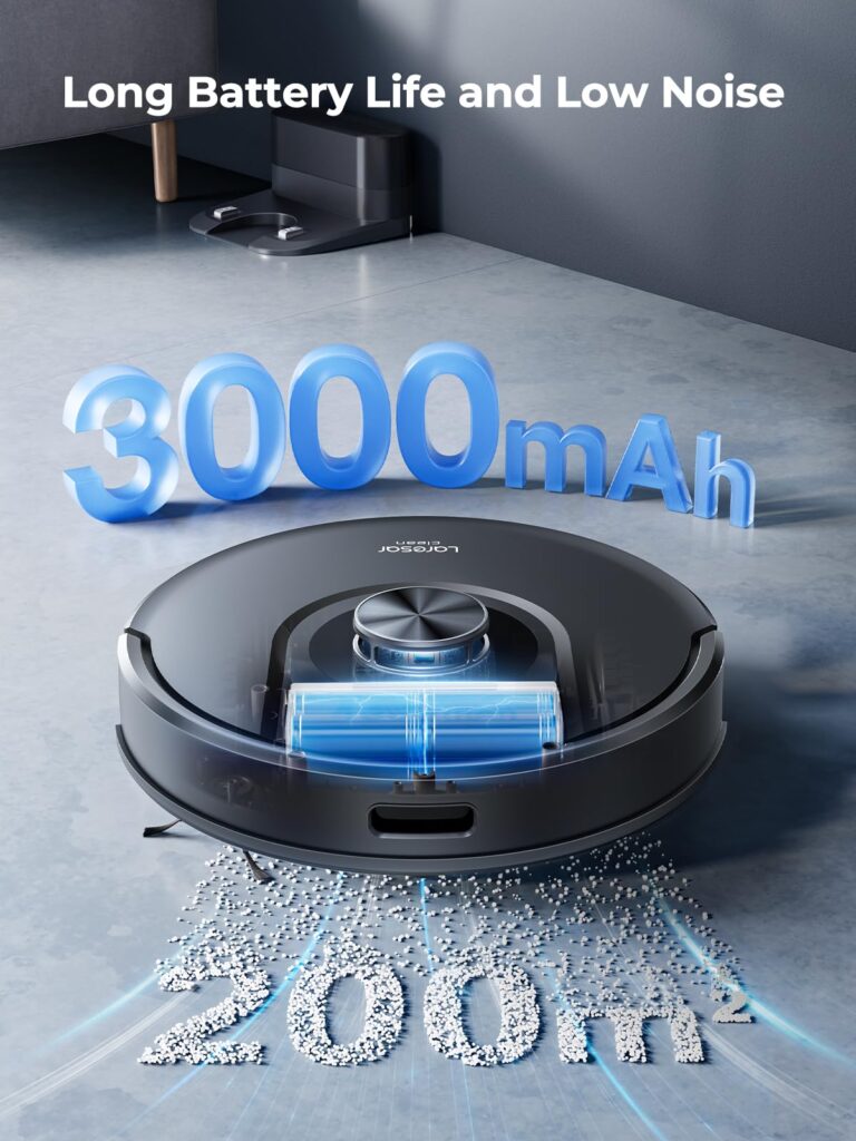Laresar Clean Robot Vacuum and Mop Combo, 5000Pa Robot Vacuum Cleaner with LIDAR Navigation, 3 in 1 Robot Vacuum Mop with Auto Carpet Boost, Self Charging, App/Voice Control, Ideal for Pet Hair,5 Maps - Image 5