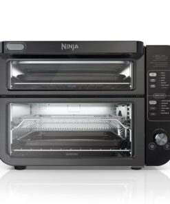 Ninja, Toaster Oven, Double Oven with FlexDoor, FlavorSeal & Smart Finish, Rapid Top Oven, Air Fry, Bake, Roast, Toast, Fry, Pizza, Convection Oven, 13-in-1, Black, DCT402BK