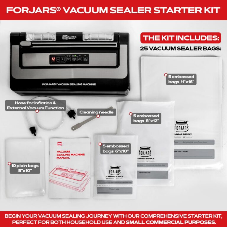 FORJARS Food Vacuum Sealer Machine with 20 Bags, High-Speed, Multi-Functional. Automatic Sealing for Dry and Wet Storage, Freshness Saving for Your Food, Perfect for Sous Vide Cooking and Kitchen Use - Image 3