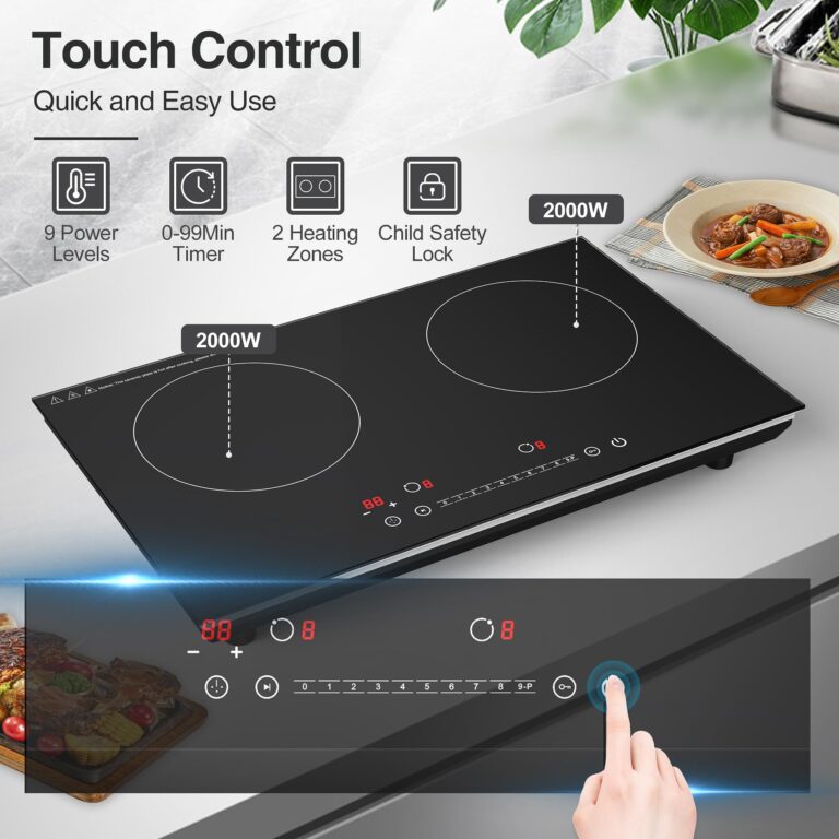 VBGK Double Induction Cooktop,4000W Induction Stove Top 110V Induction Hot Plate Electric Burner Portable Induction cooktop 2 burner with LCD Touch Screen 9 Levels Settings Child Safety Lock & Timer - Image 6