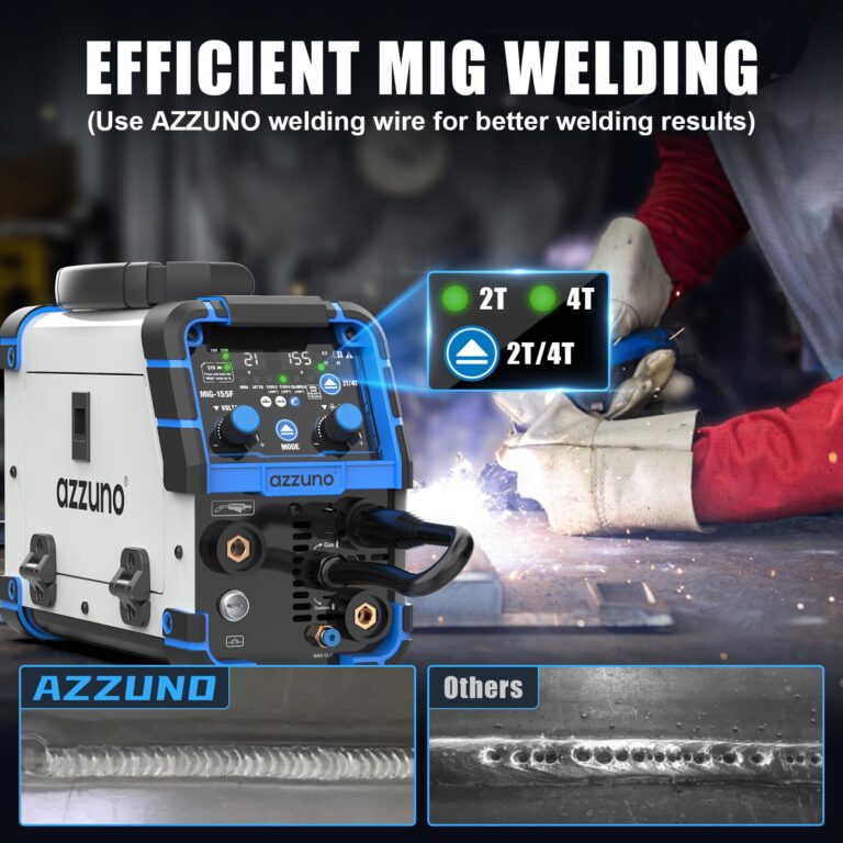 AZZUNO Aluminum MIG Welder 155Amp, Dual Vlotage 110V/220V 5-in-1 Welder Machine Gasless MIG/Gas MAG/Aluminum MIG/Stick/Lift TIG Welding, Multiprocess Welding Machine - Image 5