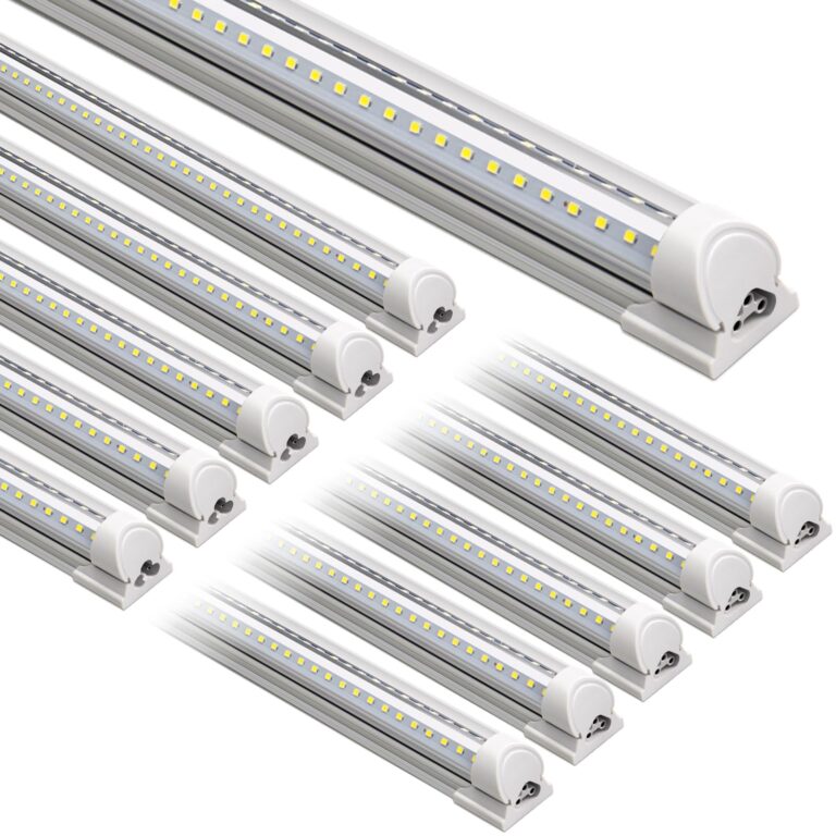 Barrina LED Shop Lights 8FT 72W 10000LM 6500K, Daylight White, V Shape, Clear Cover, Hight Output, Linkable, T8 LED Tube Lights, for Garage 8 Foot with Plug (Pack of 10)