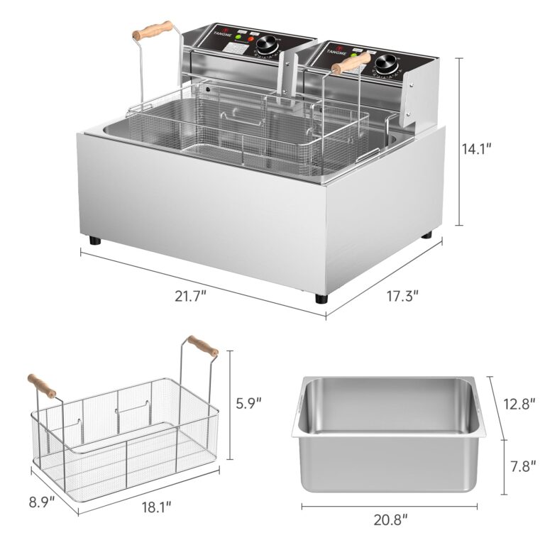TANGME Commercial Deep Fryer, Triple Basket Electric Countertop Fryer Upgraded 31.7Qt Single Oil Fryer to Fry a Whole Fish with Temperature Limiter, UL Certified - Image 2