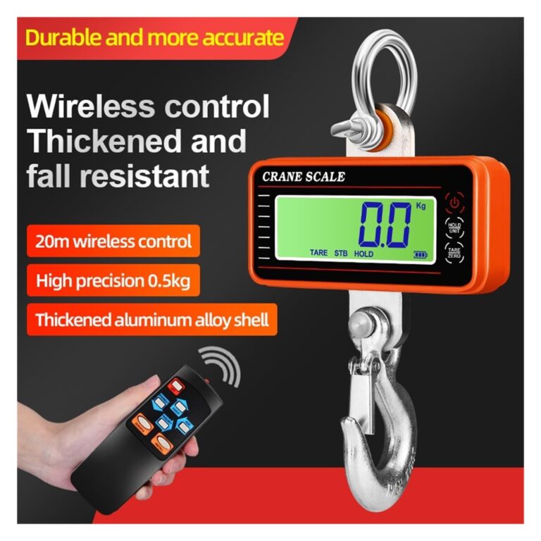 LIAMOS 1500Kg/1000Kg/500Kg Digital Hanging Scale with 65ft Remote Control Crane Scale Portable Heavy Duty Scale Industrial Hook Scales,Electronic Hanging Scale(LCD 1500KG Black) - Image 6