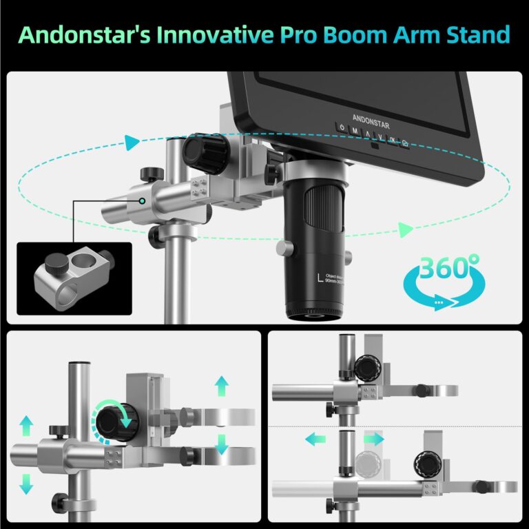 Andonstar AD249S-M Plus 10.1'' HDMI Soldering Digital Microscope for Electronics Repair, 2000x 3 Lens 2160P UHD Video Record, Soldering Microscope Station with Helping Hands, Slides, 32GB Card - Image 6