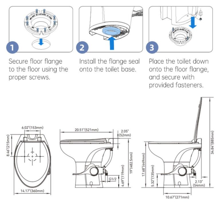 SEAFLO Residential Height Camper/RV Toilet with Elongated Ceramic Bowl, 19” Standard Height, Gravity Flush System, Foot Pedal Operation, Soft Close Seat, 4-Year Warranty - Image 2