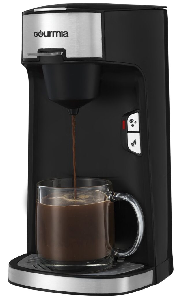 Gourmia GCM3600 3 in 1 Coffee & Tea Maker -K-Cup Pod, Loose Leaf Tea & Ground Coffee Compatible -Single Serve Machine -Automatic -Removable Filters & Adapters -16 oz Water Reservoir -1300W -Black - Image 4