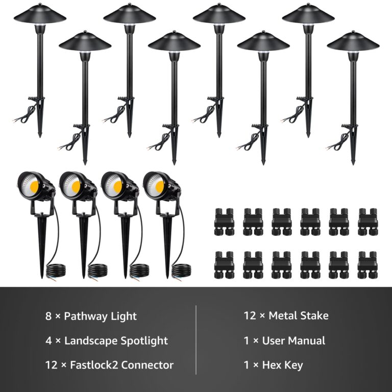 SUNVIE LED Landscape Lights Low Voltage Pathway Lights 12V Landscape Lighting Kit Aluminum Low Voltage Landscape Pathway Lights with Stake Waterproof for Walkway Yard Garden, 12 Pack with Connectors - Image 3